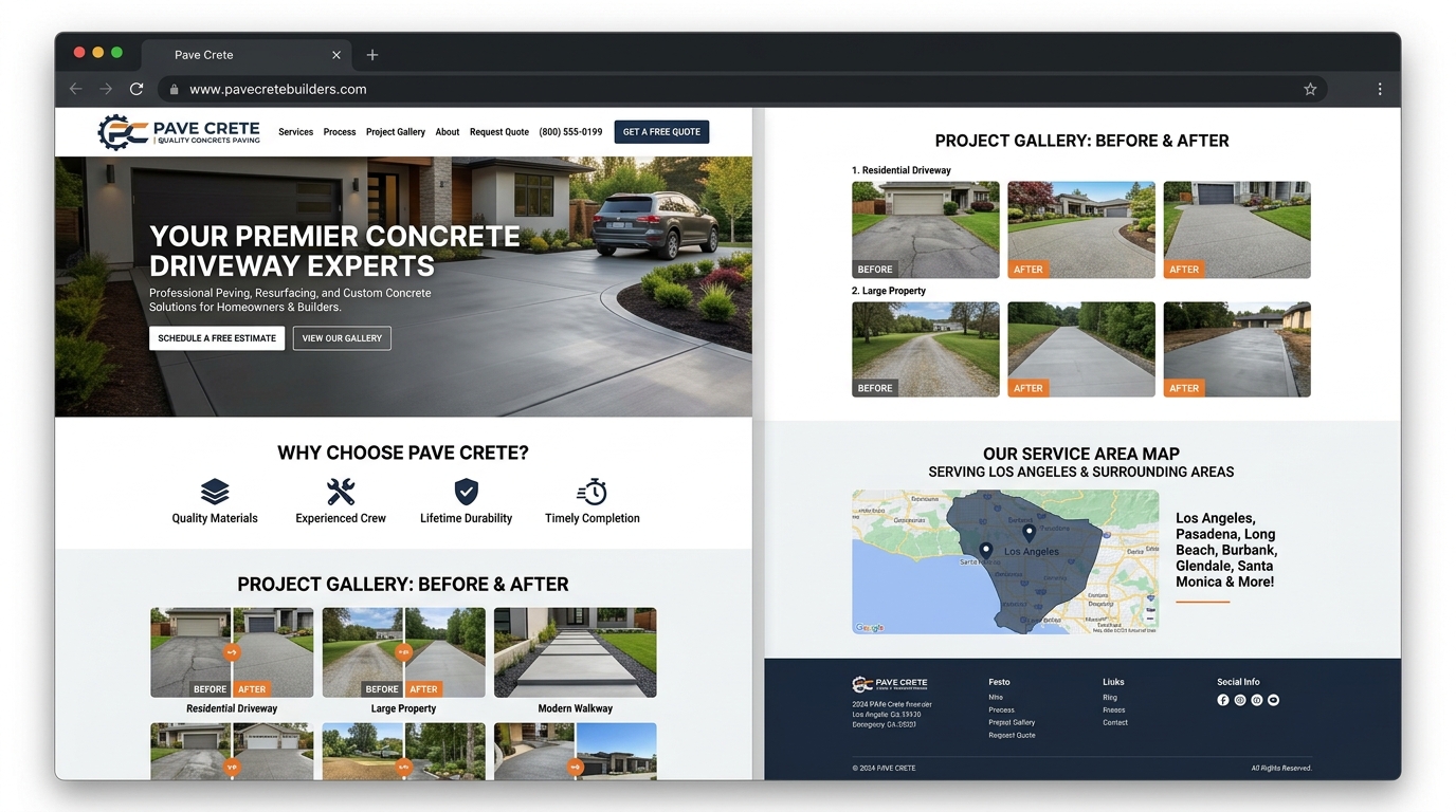Concrete company website built by SiteBuild
