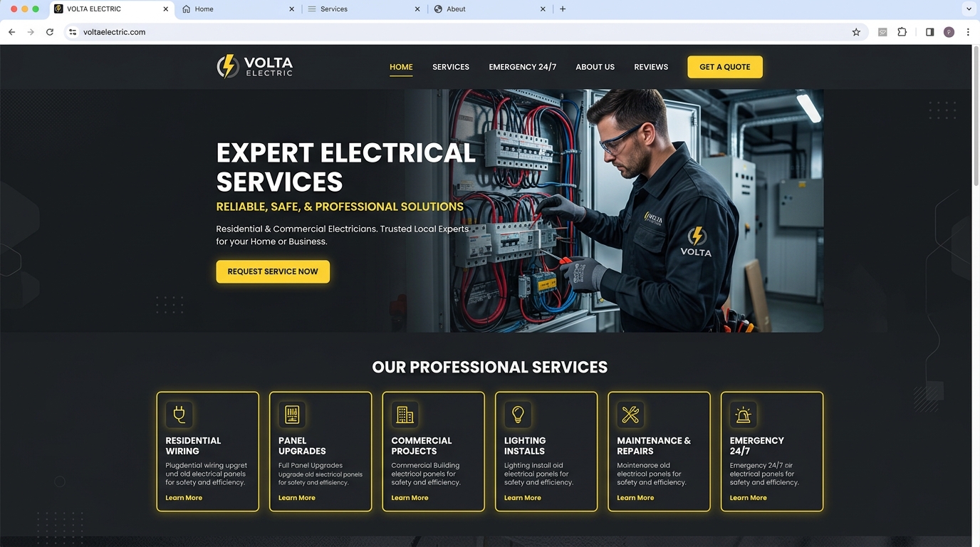 Volta Electric website built by SiteBuild