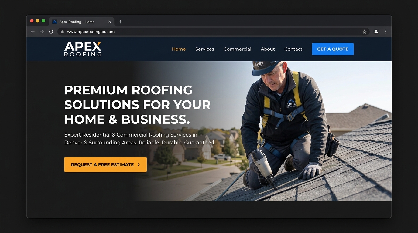 Apex Roofing website built by SiteBuild